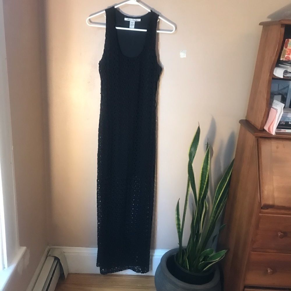 American Rag Crochet Maxidress, Black, Small